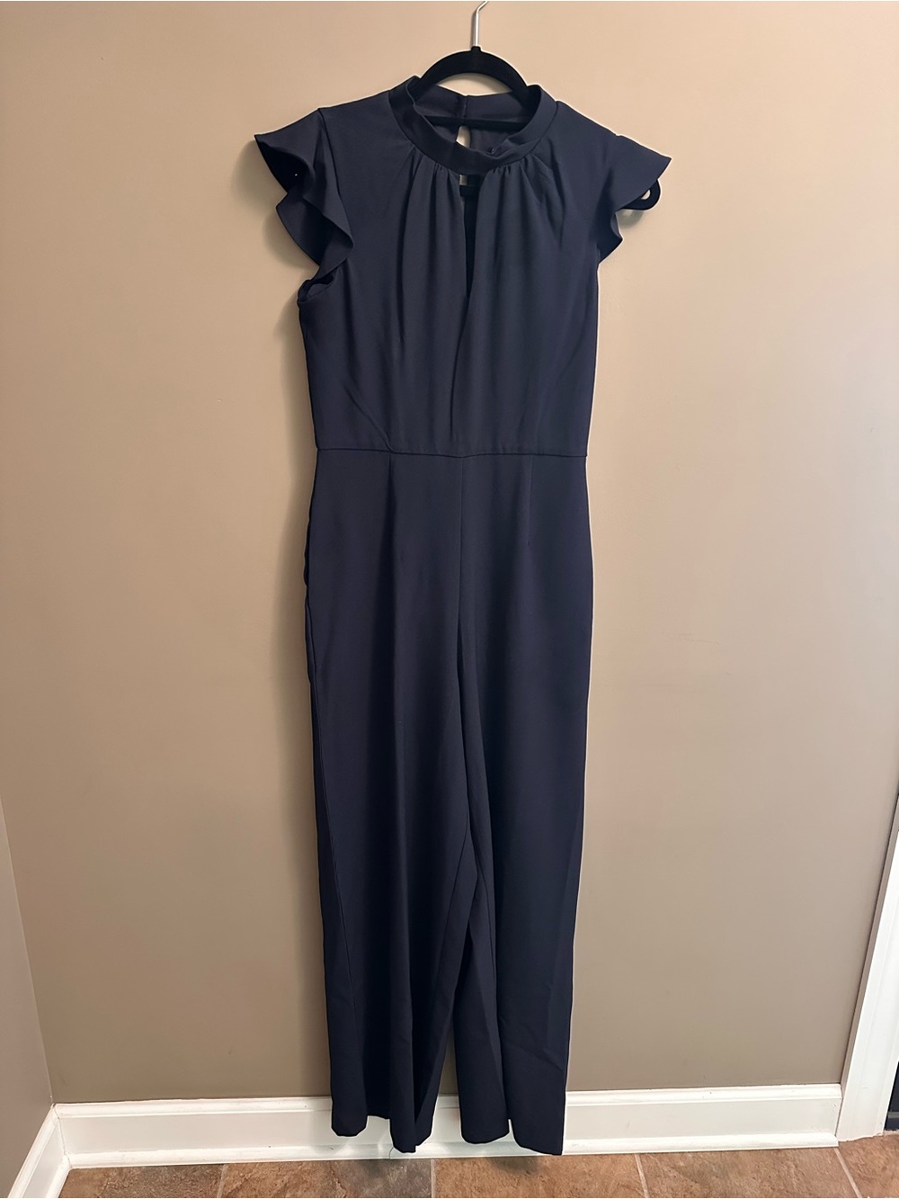 Julia Jordan Navy Blue Jumpsuit with Flutter Sleeves sz2